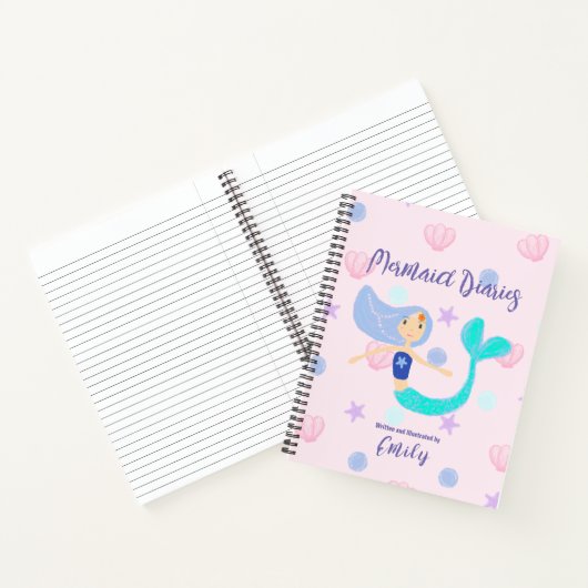 Niedlich Pastel Periwinkle Mermaid Princess Notizblock (Innenseite)