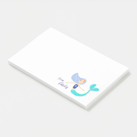 Niedlich Pastel Periwinkle Mermaid Princess Post-it Klebezettel (angewinkelt)