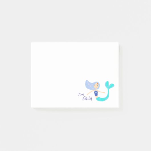 Niedlich Pastel Periwinkle Mermaid Princess Post-it Klebezettel (Vorderseite)