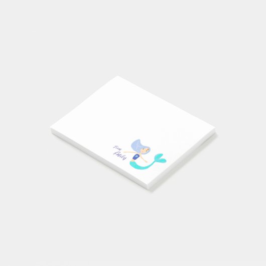 Niedlich Pastel Periwinkle Mermaid Princess Post-it Klebezettel (angewinkelt)