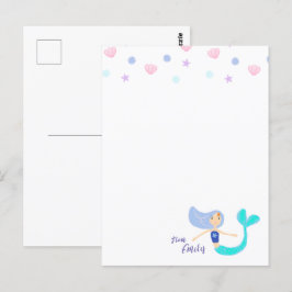 Niedlich Pastel Periwinkle Mermaid Princess Postkarte