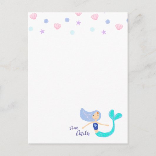 Niedlich Pastel Periwinkle Mermaid Princess Postkarte (Vorderseite)