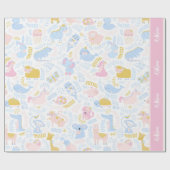 Niedlich Pastel Pink Animal Monogram Girl Baby Sho Geschenkpapier (Flach)
