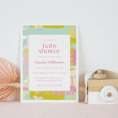 Niedlich Pastel Pink Blue Abstrakt Art Kinderdusch Einladung