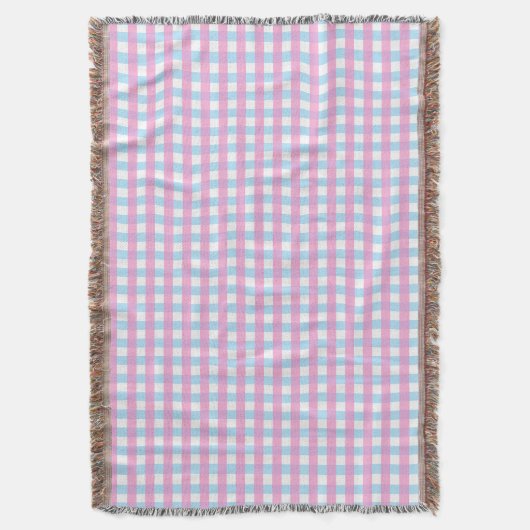 Niedlich Pastel Pink Blue Gingham Karo Decke (Vorderseite Vertikal)