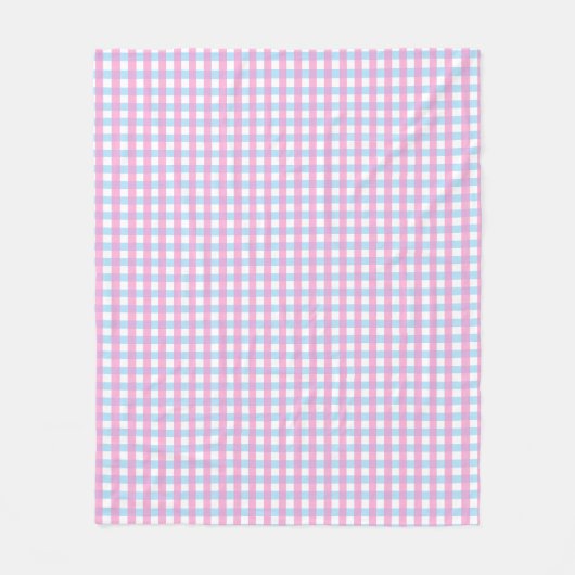 Niedlich Pastel Pink Blue Gingham Karo Fleecedecke (Vorderseite)
