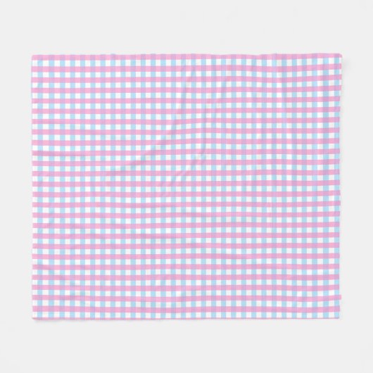 Niedlich Pastel Pink Blue Gingham Karo Fleecedecke (Vorderseite (Horizontal))