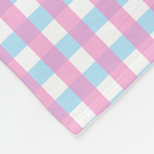 Niedlich Pastel Pink Blue Gingham Karo Fleecedecke (Ecke)