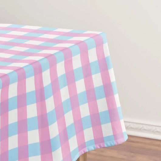 Niedlich Pastel Pink Blue Gingham Karo Tischdecke