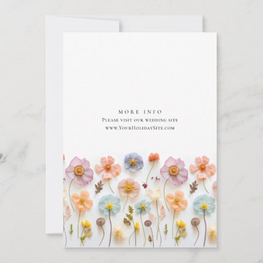 Niedlich Pastel Pink Boho Wild Blume Kinderdusche Einladung (Rückseite)