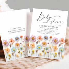 Niedlich Pastel Pink Boho Wild Blume Kinderdusche Einladung