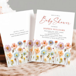 Niedlich Pastel Pink Boho Wild Blume Kinderdusche Einladung