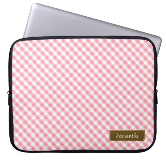Niedlich Pastel Pink Gingham Pattern Laptopschutzhülle (Vorderseite)