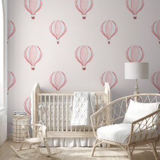 Niedlich Pastel Pink Hot Air Ballon Baby Kinderzim Tapete