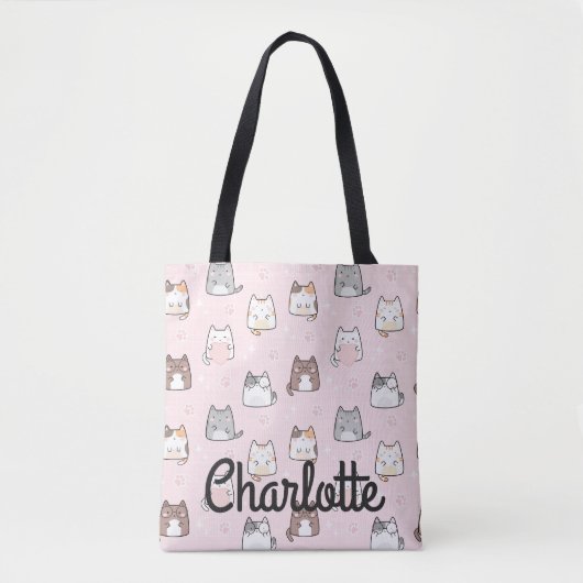 Niedlich Pastel Pink Kawaii Katzen Sparkeln Ihren Tasche (Vorderseite)