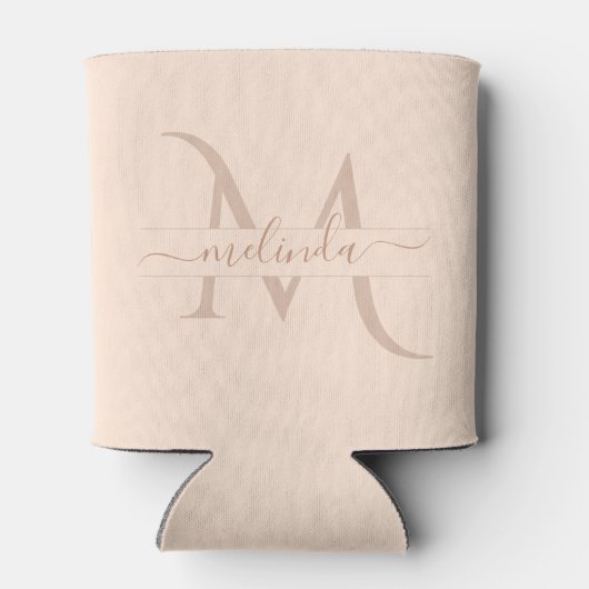 Niedlich Pastel Pink Monogram Script Name Girl Dosenkühler (Rückseite)