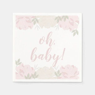 Niedlich Pastel Pink Peonies Baby Dusche Serviette