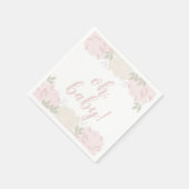 Niedlich Pastel Pink Peonies Baby Dusche Serviette (Ecke)