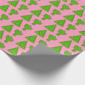 Niedlich Pastel Pink Xmas Tree Cactus Funny Christ Geschenkpapier (Ecke)