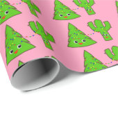 Niedlich Pastel Pink Xmas Tree Cactus Funny Christ Geschenkpapier (Rolleneckpunkt)