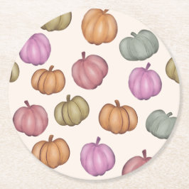 Niedlich Pastel Pumpkin Pastel Muster Party Runder Pappuntersetzer