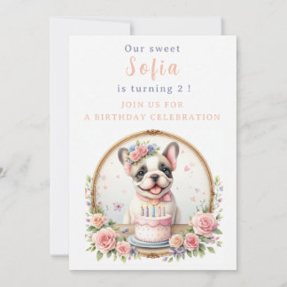 Niedlich Pastel Puppy French Bulldog - Geburtstag Einladung