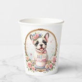 Niedlich Pastel Puppy French Bulldog - Geburtstag Pappbecher (Rückseite)