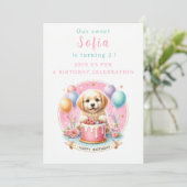 Niedlich Pastel Puppy Labrador - Geburtstag Einladung (Stehend Vorderseite)