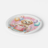 Niedlich Pastel Puppy Labrador - Geburtstag Pappteller (Schrägansicht)