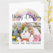 Niedlich Pastel Rainbow Family Foto Frohe Weihnach Karte (Gelbe Blume)