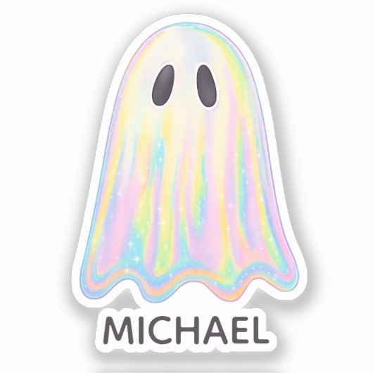 Niedlich Pastel Rainbow Ghost | Ästhetische Spooki Aufkleber (Vorderseite)