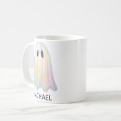 Niedlich Pastel Rainbow Ghost | Ästhetische Spooki Kaffeetasse (Vorderseite Links)