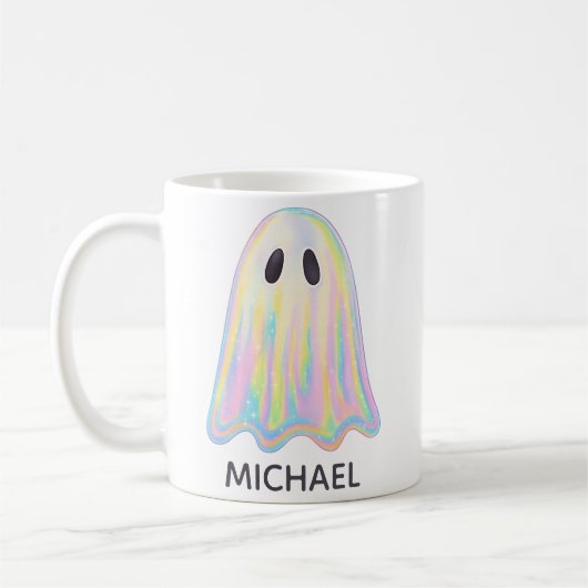 Niedlich Pastel Rainbow Ghost | Ästhetische Spooki Kaffeetasse (Links)