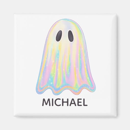 Niedlich Pastel Rainbow Ghost | Ästhetische Spooki Magnet (Vorne)