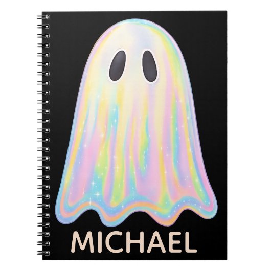 Niedlich Pastel Rainbow Ghost | Ästhetische Spooki Notizblock (Vorderseite)