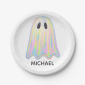 Niedlich Pastel Rainbow Ghost | Ästhetische Spooki Pappteller (Vorderseite)