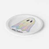 Niedlich Pastel Rainbow Ghost | Ästhetische Spooki Pappteller (Schrägansicht)