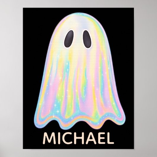 Niedlich Pastel Rainbow Ghost | Ästhetische Spooki Poster (Vorne)