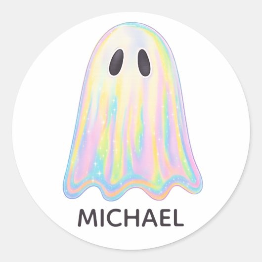 Niedlich Pastel Rainbow Ghost | Ästhetische Spooki Runder Aufkleber (Vorderseite)