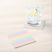 Niedlich Pastel Rainbow Gingham Kariert Rechteckiger Pappuntersetzer (Vor Ort)