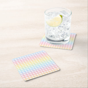 Niedlich Pastel Rainbow Gingham Kariert Rechteckiger Pappuntersetzer