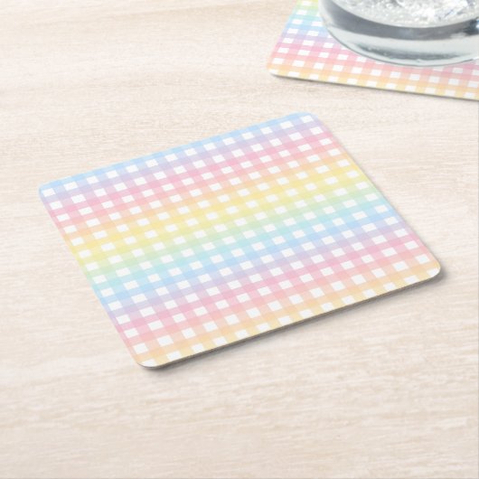 Niedlich Pastel Rainbow Gingham Kariert Rechteckiger Pappuntersetzer (angewinkelt)