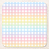 Niedlich Pastel Rainbow Gingham Kariert Rechteckiger Pappuntersetzer (Vorderseite)