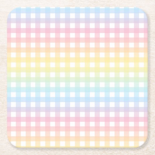 Niedlich Pastel Rainbow Gingham Kariert Rechteckiger Pappuntersetzer (Vorderseite)