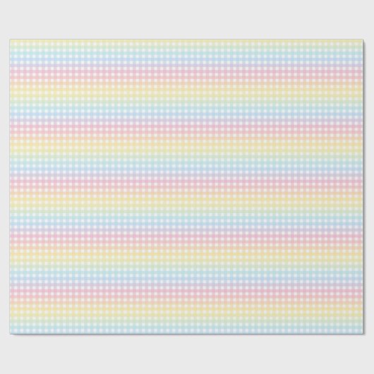 Niedlich Pastel Rainbow Gingham Wrapping Paper Geschenkpapier (Flach)