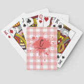 Niedlich Pastel Red Gingham Pattern Spielkarten (Rückseite)