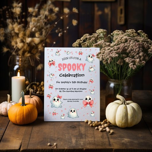 Niedlich Pastel Spooky Ghost Halloween Kindergebur Einladung