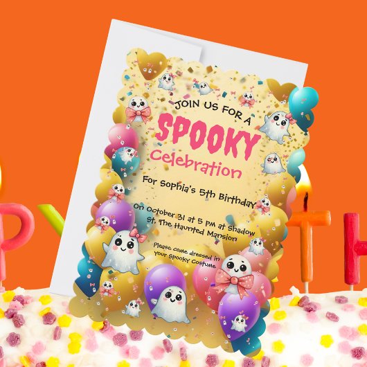 Niedlich Pastel Spooky Ghost Kindergeburtstag Einl Einladung
