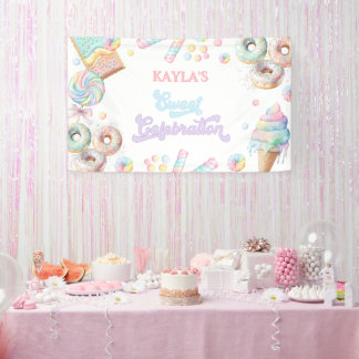 Niedlich Pastel Sweet Candyland Lollipop Girl Birt Banner