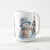 NIEDLICH PASTEL WINTER SNOWMAN & BIRDHOUSE KAFFEETASSE (VorderseiteRechts)
